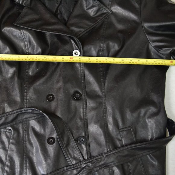 Black  vegan  Leather Coat Shacket  Grunge western - Picture 11 of 11